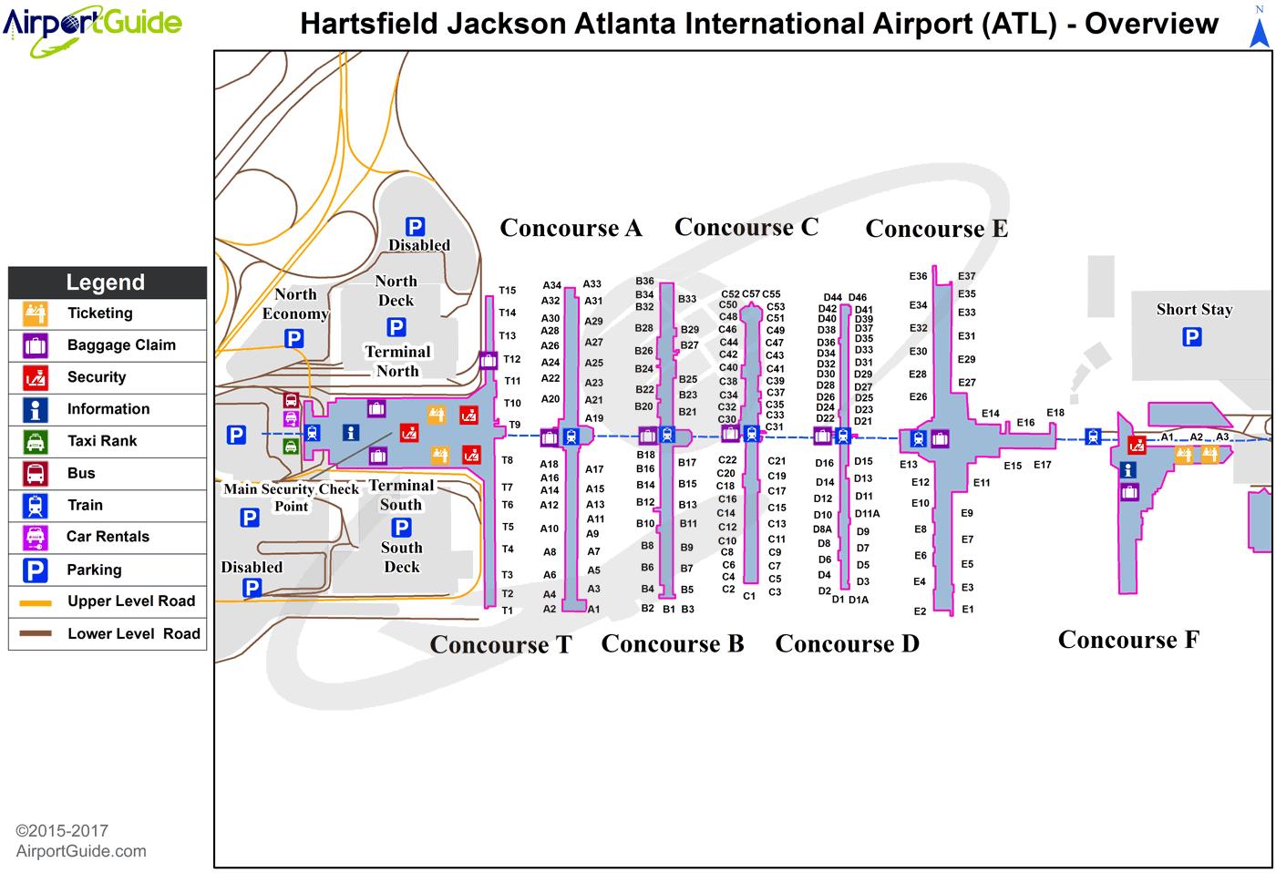 Mapa Del Aeropuerto De Atlanta Terminales Y Puertas Del Aeropuerto De