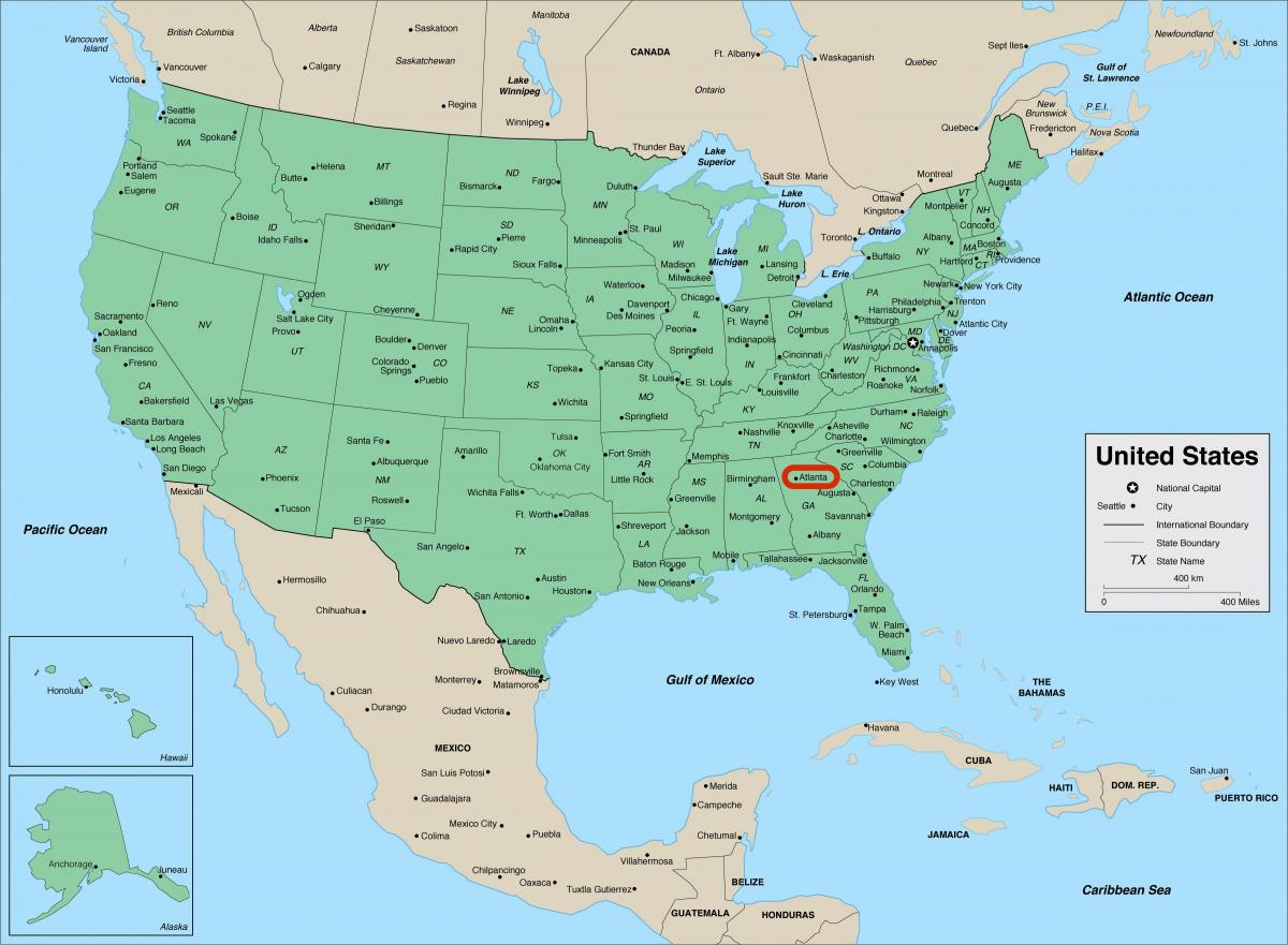Atlanta en el mapa de Georgia - EEUU