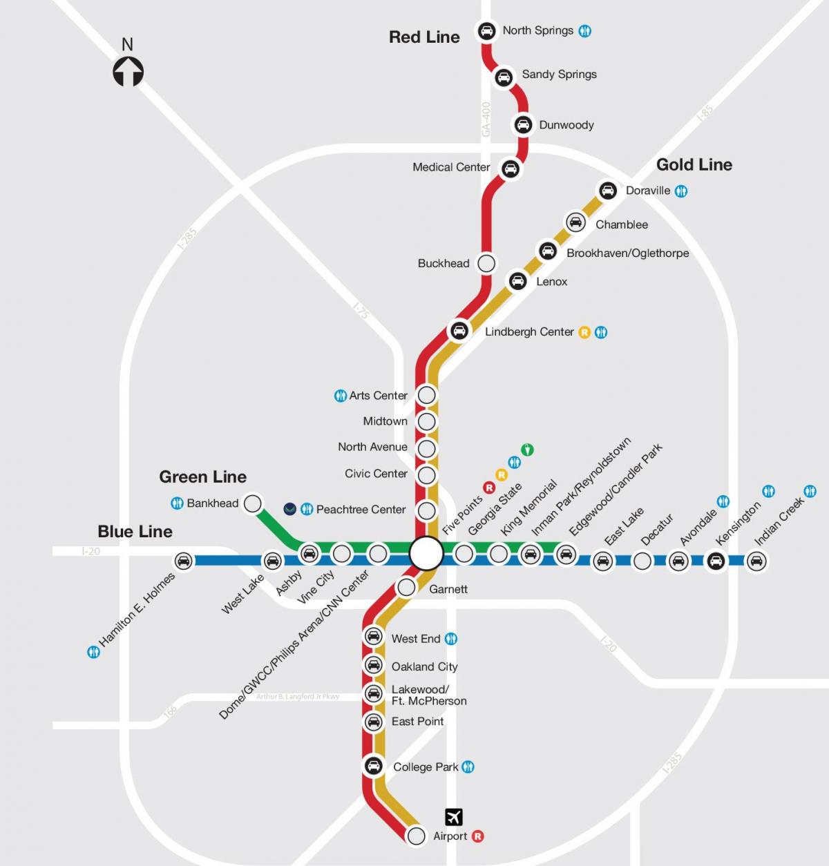 Mapa de la estación de metro de Atlanta