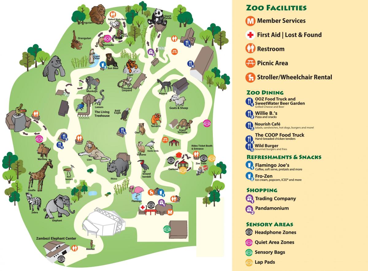 Mapa del parque zoológico de Atlanta