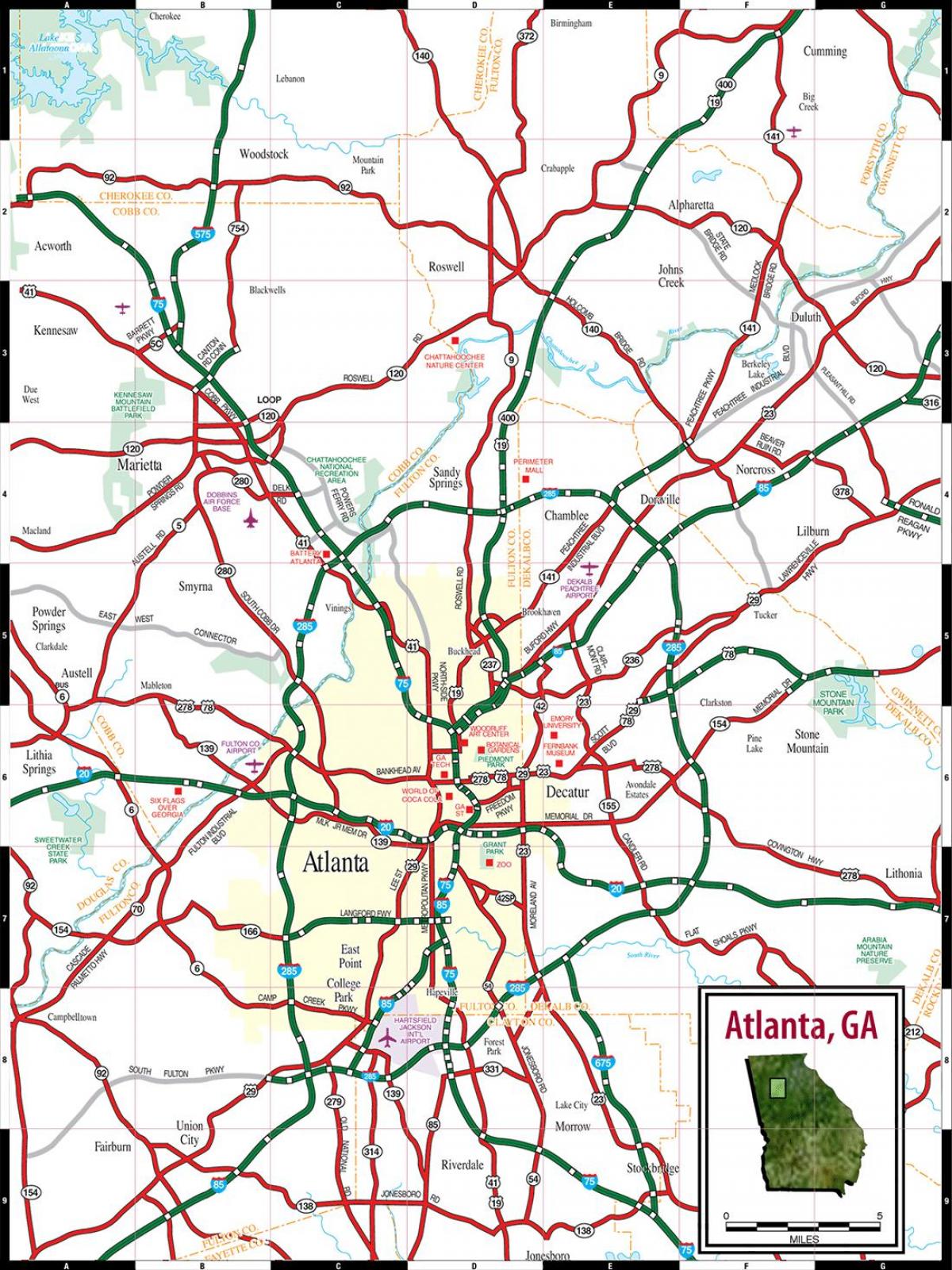 Mapa de carreteras de Atlanta