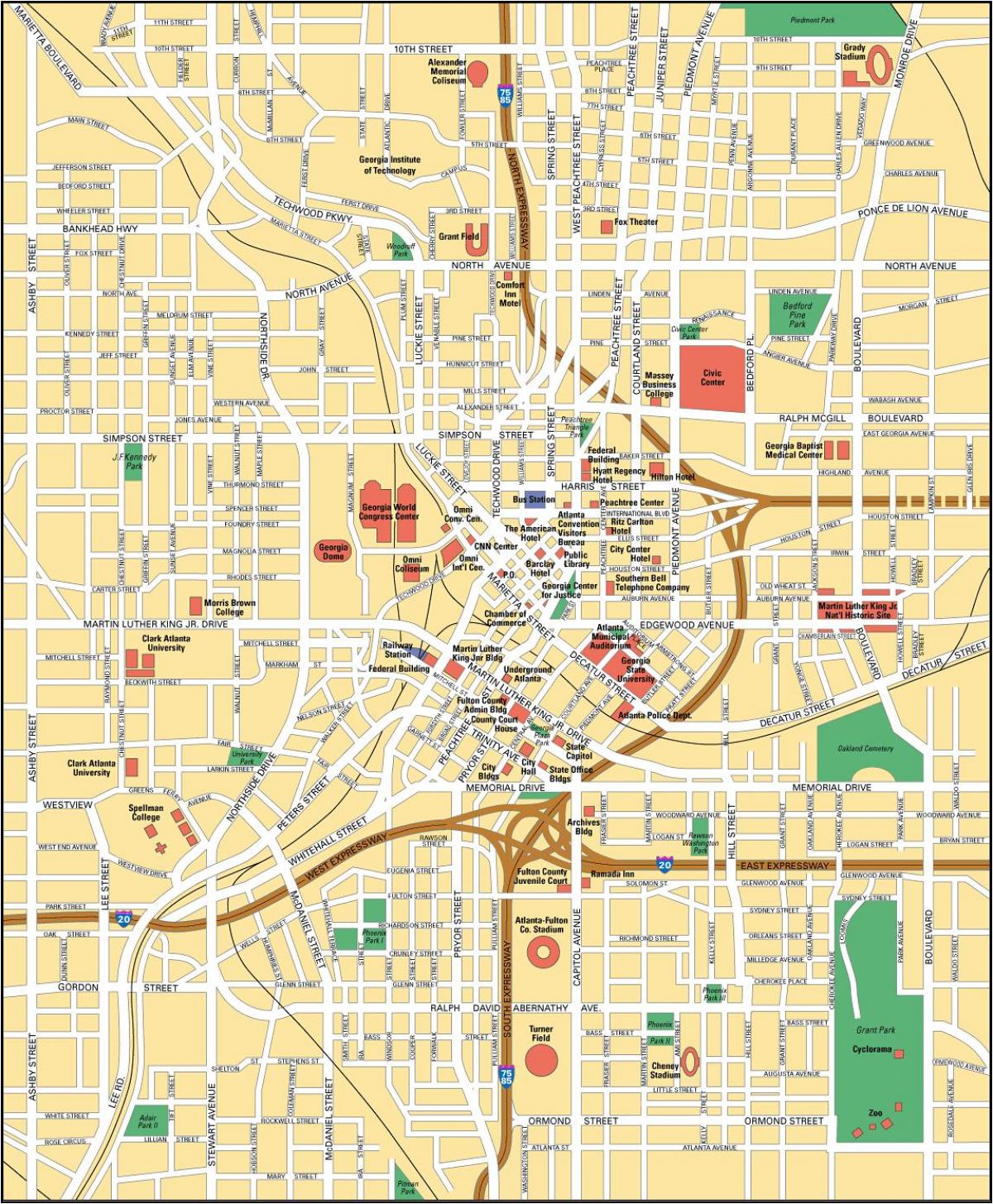 Mapa del centro de Atlanta