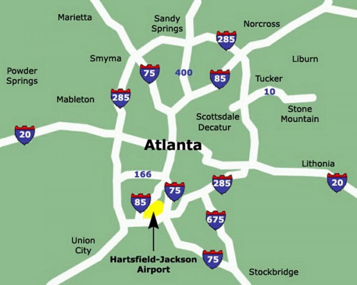 Mapa de los aeropuertos de Atlanta