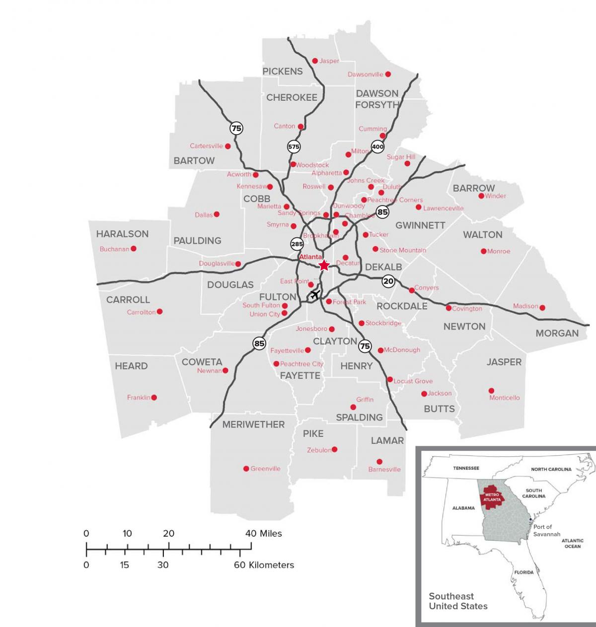 Mapa de la ciudad de Atlanta